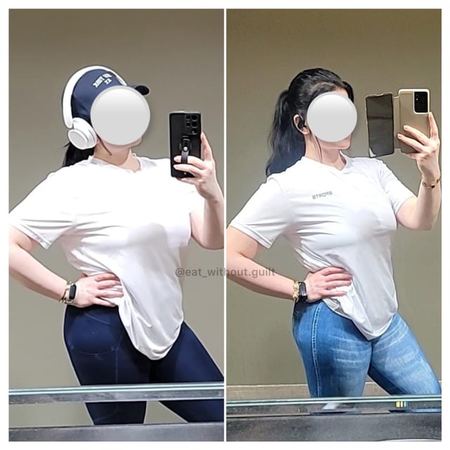 A client of the clinic, shown before and after their programme