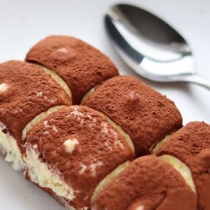 Zero sugar tiramisu dusted with cocoa